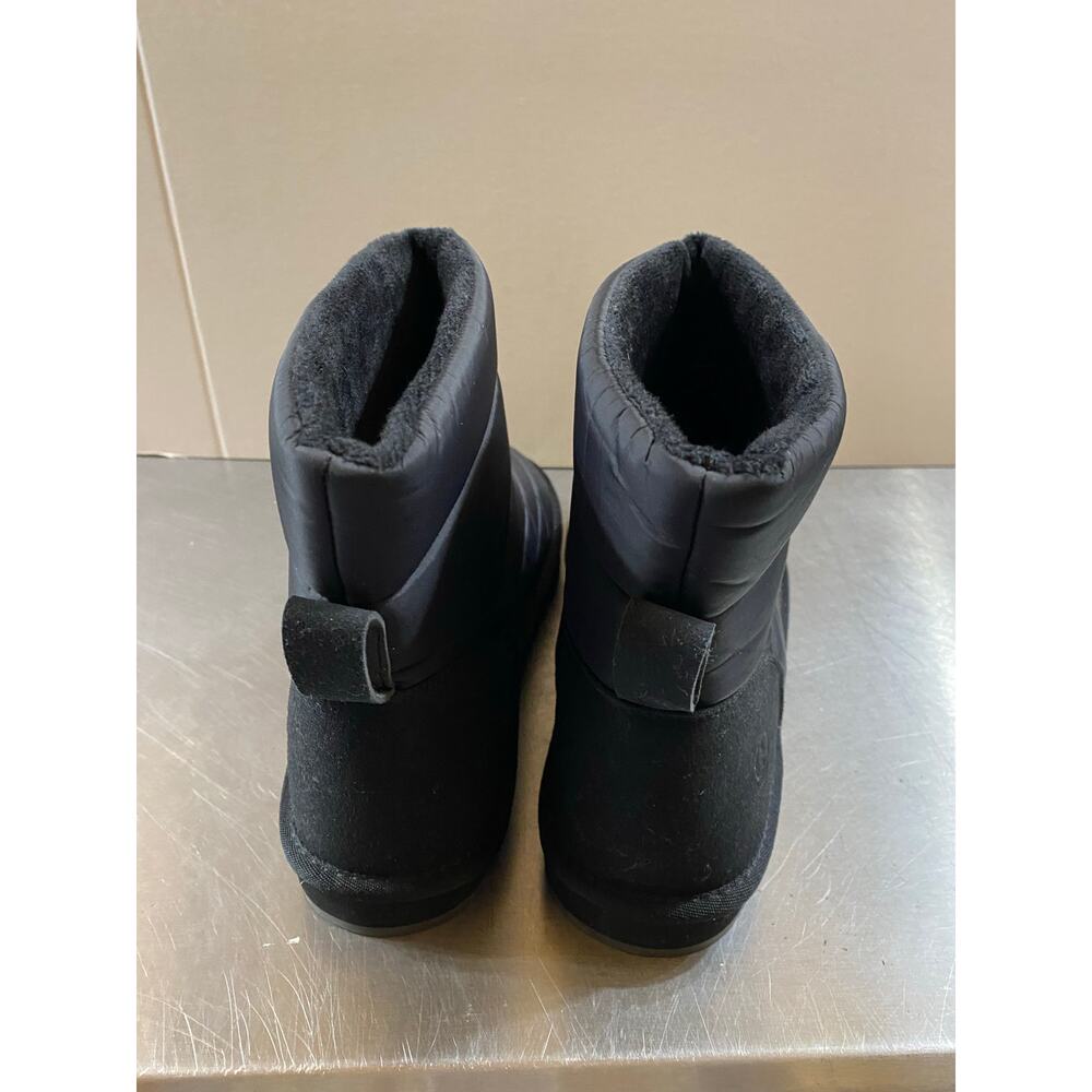 Womens Lands End Black Puffy Quillted Slipper Booties Faux Fur Lined 11 - Picture 2 of 7